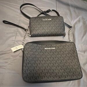 Black/grey jet set Michael Kors purse and wallet combo NWT